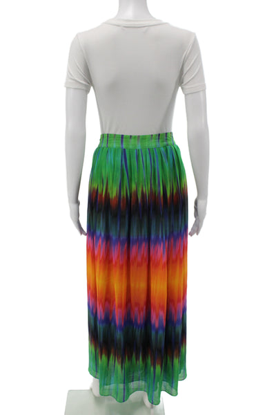 Vince Camuto Women Pleated Maxi Skirt Green Polyester Size 12