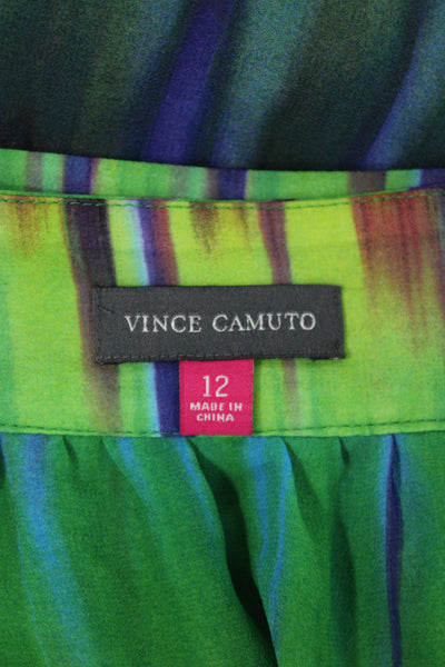 Vince Camuto Women Pleated Maxi Skirt Green Polyester Size 12