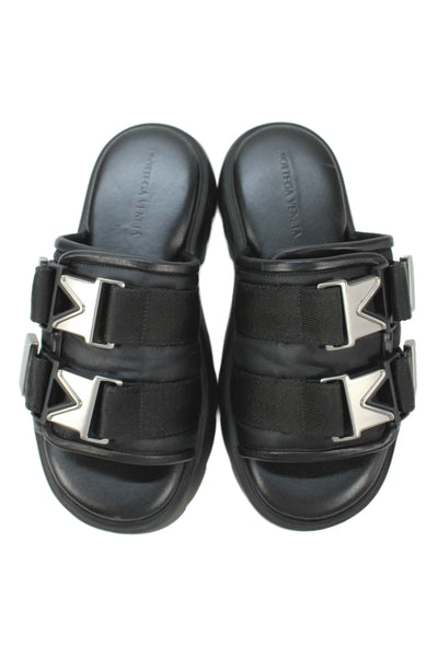 Bottega Veneta Womens Leather Buckle Platform Flash Sandals Black Size 37 7
