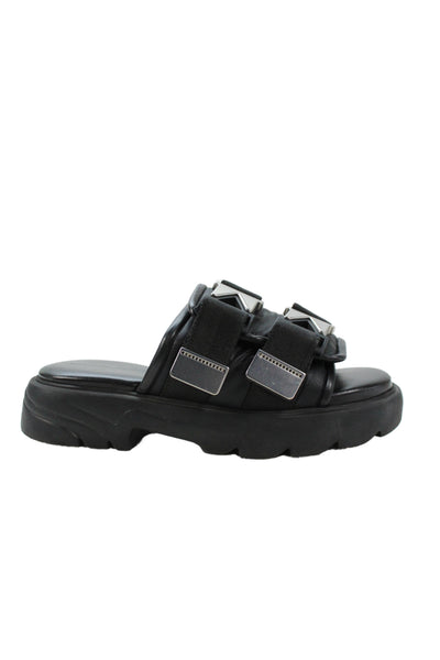 Bottega Veneta Womens Leather Buckle Platform Flash Sandals Black Size 37 7