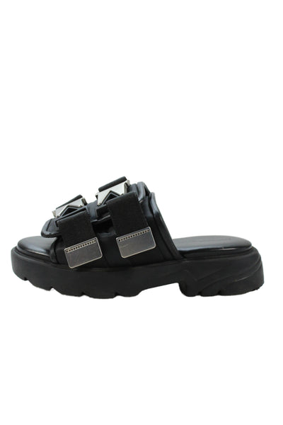 Bottega Veneta Womens Leather Buckle Platform Flash Sandals Black Size 37 7