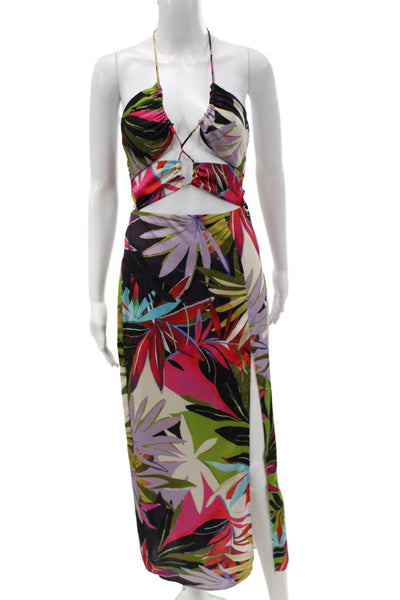 Zara Womens Black Floral Maxi Sundress Sleeveless Tie Back Polyester Size XS