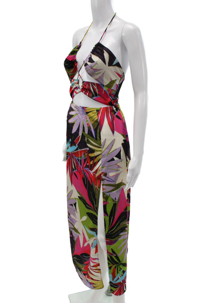 Zara Womens Black Floral Maxi Sundress Sleeveless Tie Back Polyester Size XS