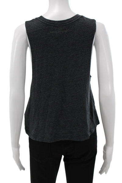Spiritual Gangster Women Cropped Sleeveless Tank Dark Gray Bohemian Size S
