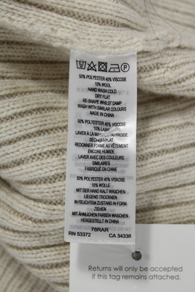 French Connection Unisex Pullover Beige Striped Zip Long Sleeve Size S