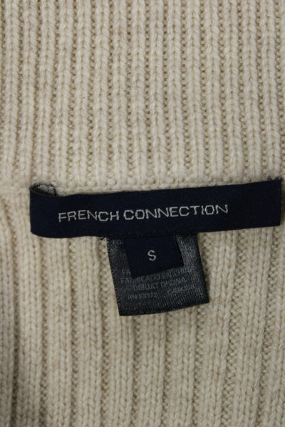French Connection Unisex Pullover Beige Striped Zip Long Sleeve Size S