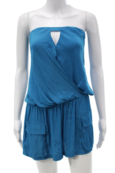 Ramy Brook Womens Sleeveless Square Neck Solid Blue Jumpsuit Size M