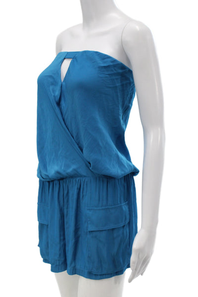 Ramy Brook Womens Sleeveless Square Neck Solid Blue Jumpsuit Size M