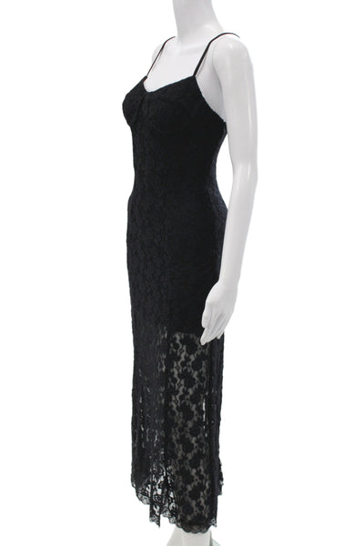 Love Shack Fancy Womens Slip Dress Black Floral Knee Length Sleeveless Size XS