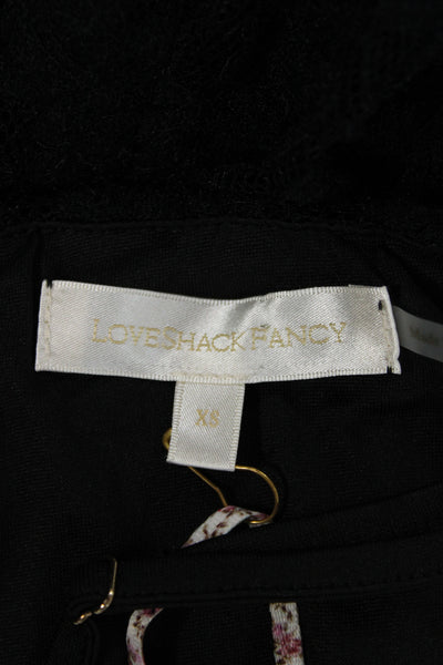 Love Shack Fancy Womens Slip Dress Black Floral Knee Length Sleeveless Size XS