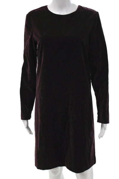 Theory Womens Shift Dress Purple Long Sleeve Cotton Knee Length Size 8