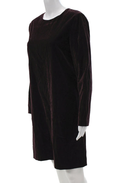 Theory Womens Shift Dress Purple Long Sleeve Cotton Knee Length Size 8