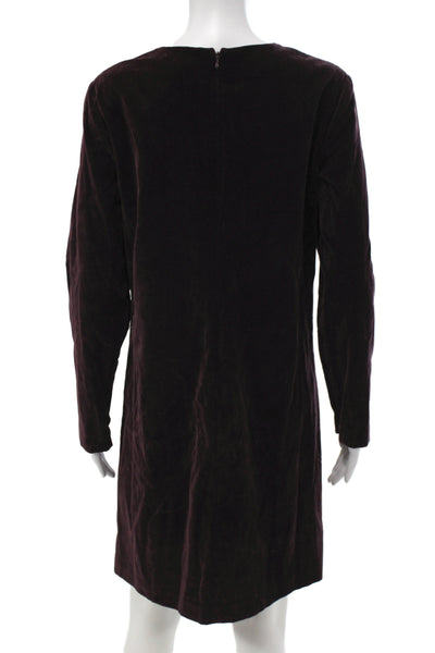 Theory Womens Shift Dress Purple Long Sleeve Cotton Knee Length Size 8