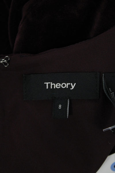 Theory Womens Shift Dress Purple Long Sleeve Cotton Knee Length Size 8