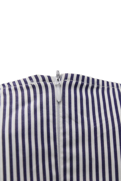 Suistudio Women Shirt Dress Blue Striped Wool Blend Button Long Sleeve Size 34