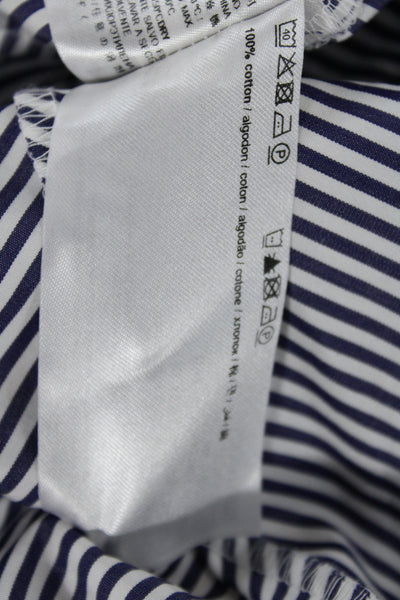 Suistudio Women Shirt Dress Blue Striped Wool Blend Button Long Sleeve Size 34