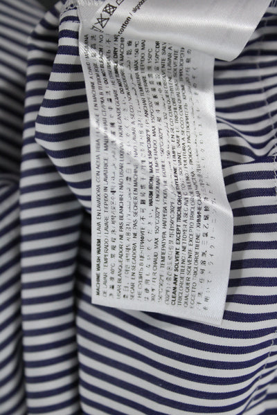 Suistudio Women Shirt Dress Blue Striped Wool Blend Button Long Sleeve Size 34