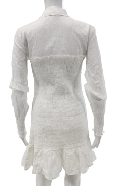 Veronica Beard Womens Shirt Dress White Cotton Long Sleeve Button Size 2