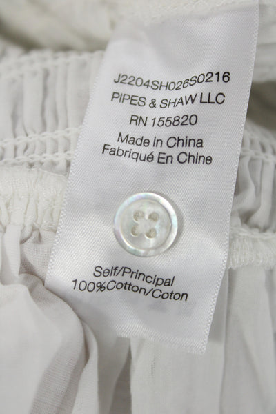 Veronica Beard Womens Shirt Dress White Cotton Long Sleeve Button Size 2