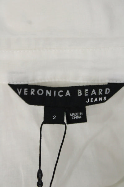 Veronica Beard Womens Shirt Dress White Cotton Long Sleeve Button Size 2