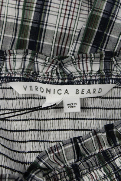 Veronica Beard Womens Sleeveless Plaid Maxi Sundress Black Square Neck Size 8