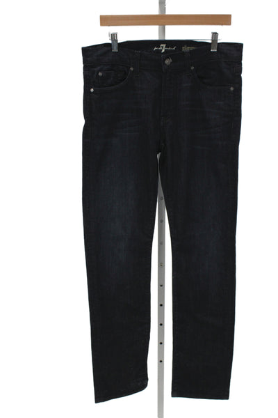 7 For All Mankind Mens Skinny Straight Dark Blue Jeans Size 33