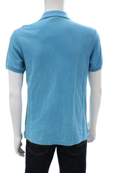 Psycho Bunny Mens Short Sleeves Crew Neck Polo Shirt Blue Cotton Size 3