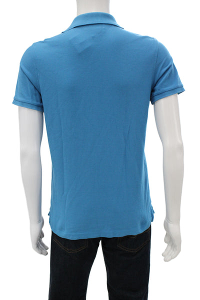 Psycho Bunny Mens Short Sleeves Crew Neck Polo Shirt Blue Cotton Size 4