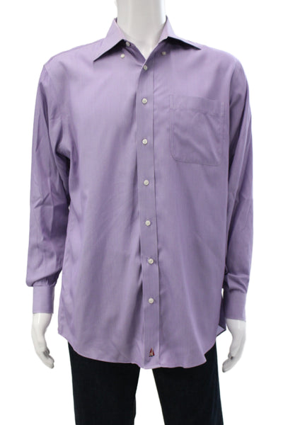 Nordstrom Mens Purple Solid Long Sleeve Point Spread Dress Shirt Size 15.5