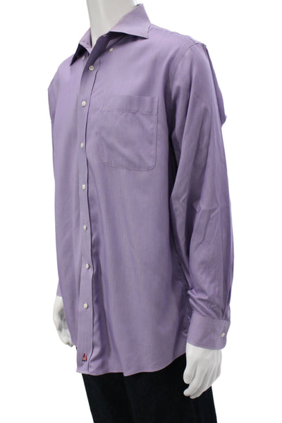 Nordstrom Mens Purple Solid Long Sleeve Point Spread Dress Shirt Size 15.5