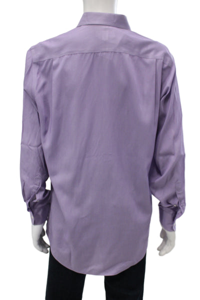 Nordstrom Mens Purple Solid Long Sleeve Point Spread Dress Shirt Size 15.5
