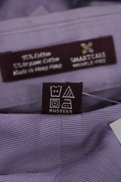 Nordstrom Mens Purple Solid Long Sleeve Point Spread Dress Shirt Size 15.5
