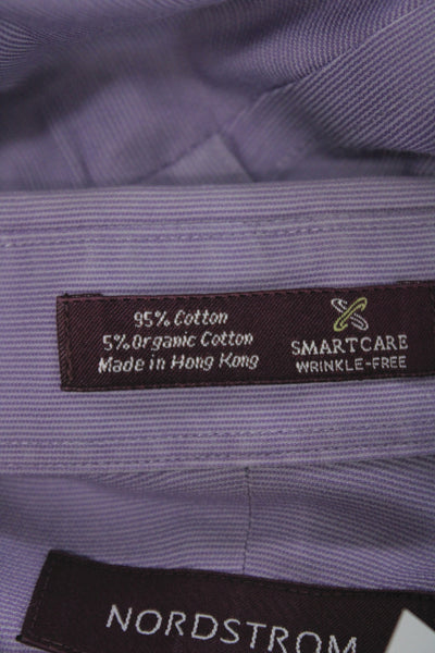 Nordstrom Mens Purple Solid Long Sleeve Point Spread Dress Shirt Size 15.5