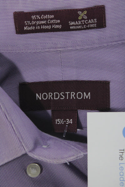 Nordstrom Mens Purple Solid Long Sleeve Point Spread Dress Shirt Size 15.5