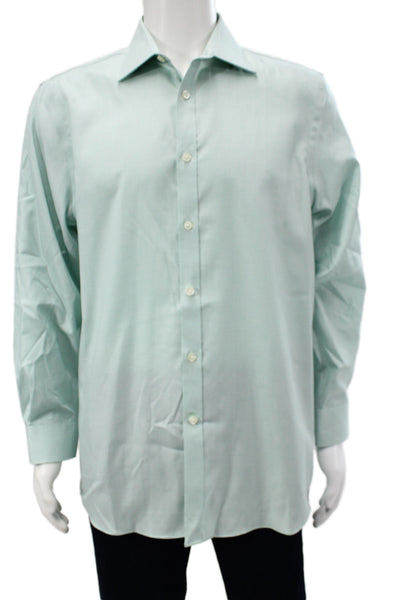 Michael Michael Kors Mens Point Collar Green 100% Cotton Dress Shirt Size 16