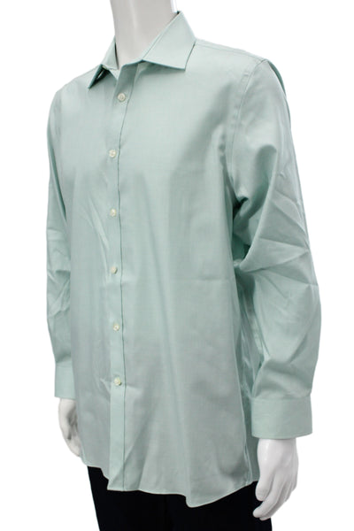 Michael Michael Kors Mens Point Collar Green 100% Cotton Dress Shirt Size 16