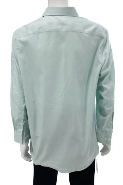 Michael Michael Kors Mens Point Collar Green 100% Cotton Dress Shirt Size 16