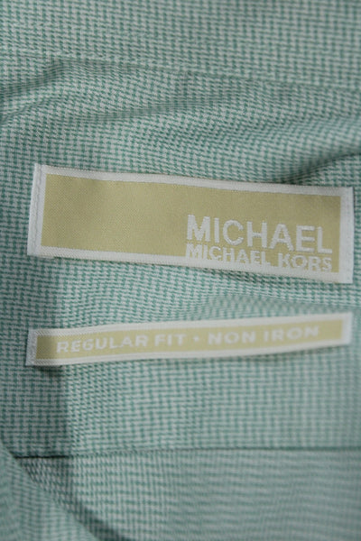 Michael Michael Kors Mens Point Collar Green 100% Cotton Dress Shirt Size 16