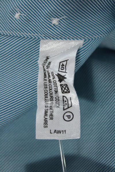 Thomas Pink Mens Point Spread Collar Dress Shirt Light Blue Cotton Size 15.5