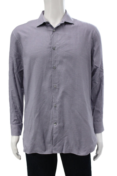 John Varvatos Star USA Mens Plaid Slim Fit Shirt Purple Size 16 32/33