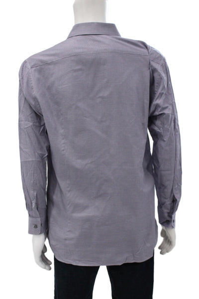 John Varvatos Star USA Mens Plaid Slim Fit Shirt Purple Size 16 32/33