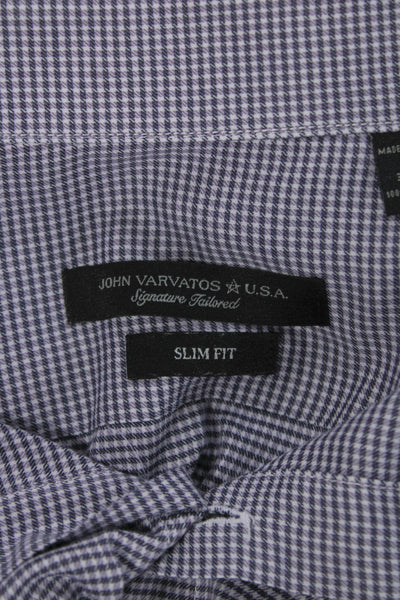 John Varvatos Star USA Mens Plaid Slim Fit Shirt Purple Size 16 32/33