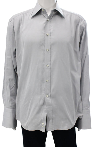 Calvin Klein Mens Point Collar Black Cotton Long Sleeve Dress Shirt Size 16