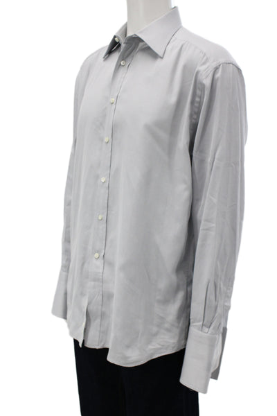 Calvin Klein Mens Point Collar Black Cotton Long Sleeve Dress Shirt Size 16