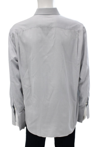 Calvin Klein Mens Point Collar Black Cotton Long Sleeve Dress Shirt Size 16
