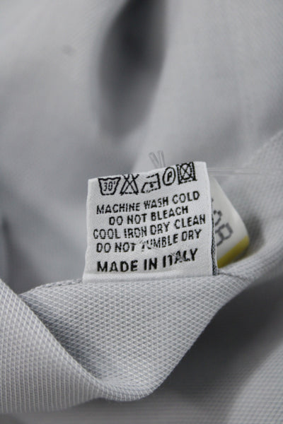 Canali Mens Gray Cotton Dress Shirt Collared Button Cuff Size 16