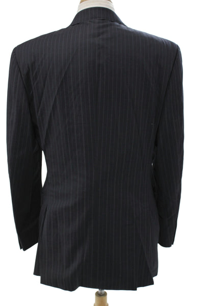 Canali Mens Dark Blue 2 Piece Suit Jacket Rayon Cupro Bemberg Size 52