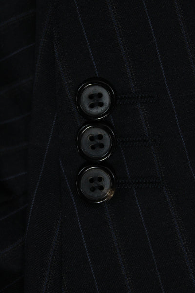 Canali Mens Dark Blue 2 Piece Suit Jacket Rayon Cupro Bemberg Size 52