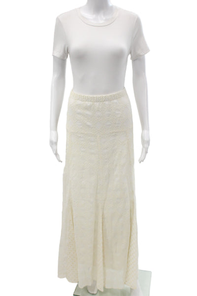 Ranna Gill Womens Beige Peasant Maxi Long Skirt 100% Polyester Size L