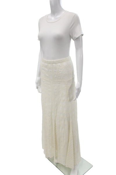 Ranna Gill Womens Beige Peasant Maxi Long Skirt 100% Polyester Size L